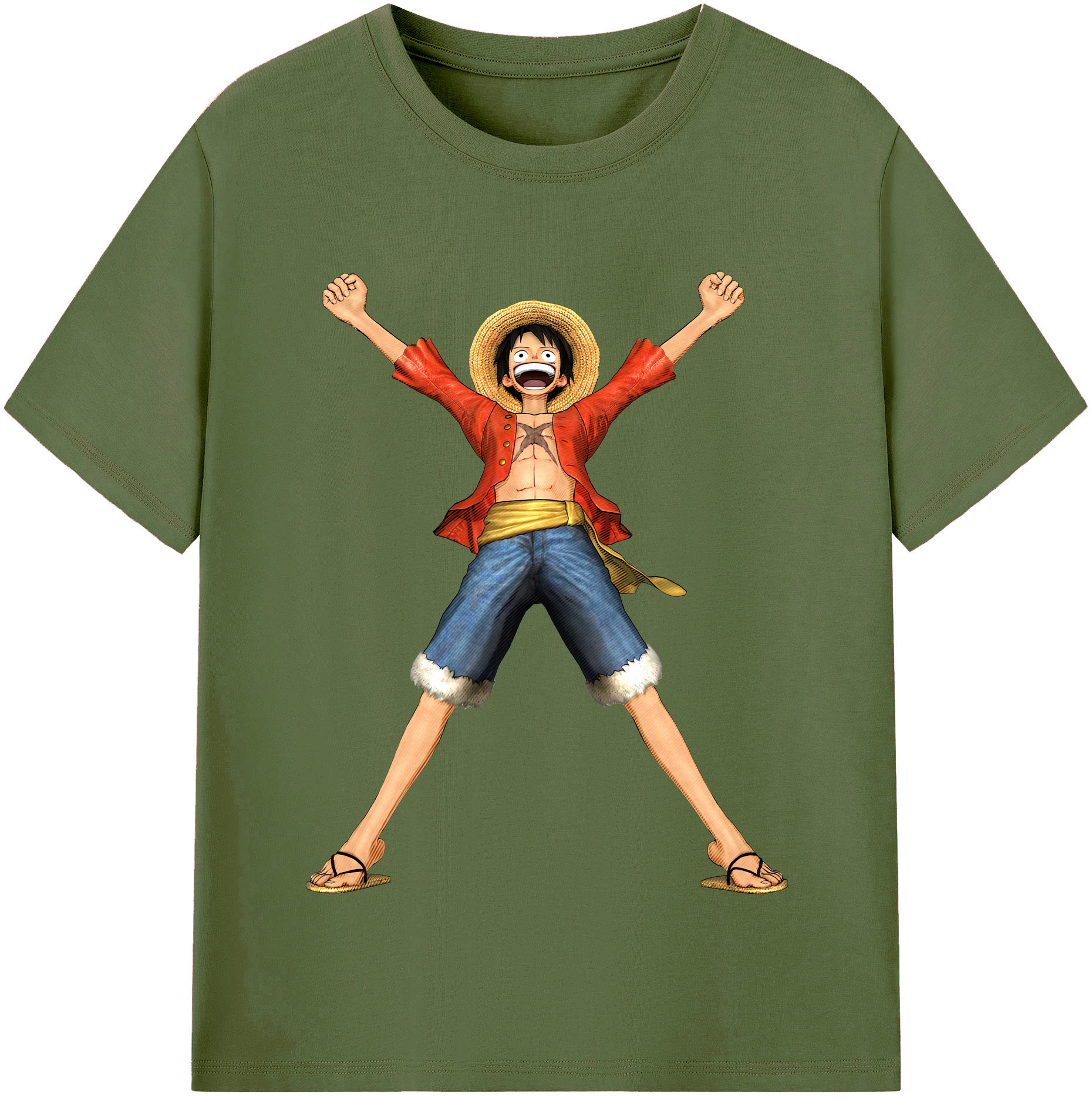 ワンピース モンキー・D・ルフィ ONE PIECE Monkey D. Luffy 綿100％半袖Tシャツ（フロントプリント）